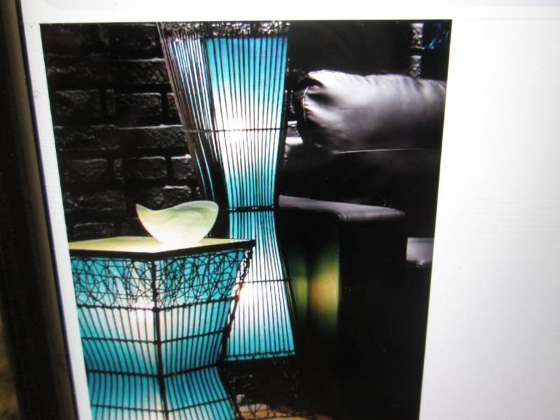 Zain lighted rattan floor on sale lamp and tables