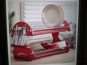 lot 23 image: Lot of 2 2-Tier Dish Racks 1 Red 1 ...