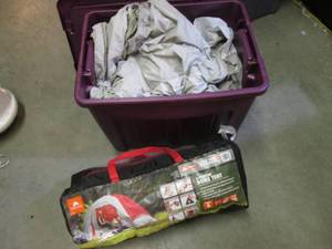lot 58 image: 2 Tents Missing Poles in Tote with ...