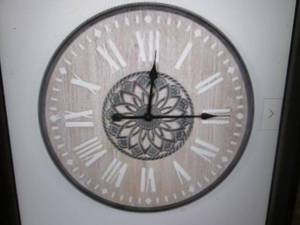 lot 105 image: 23.6 Dia MDF and Iron Wall Clock O...