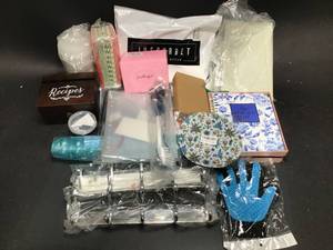 Lot Of Home goods Recipe Box, Bath Mat, Party Straws, Jewel Keeper Makeup Box and More