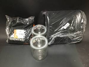 Mixed Lot Of 3 Home Goods Corn Hole Bags, 2 Glass Jars, Lumbar Support Cushion For Office Chair