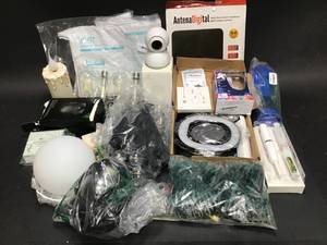 Mixed Lot Of Electronics Security Camera, HDTV Indoor Antenna, LED Mirror, Christmas Lights, Wireless Earbuds and MORE