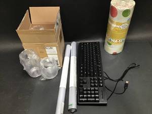 Lot Of Mixed Home Goods Acrylic Drinkning Glasses, Window Film, USB Keyboard, Non-Slip Shelf and Drawer Mat.