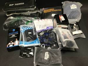 Lot Of Mixed Fitness Gear Posture Corrector, Pill Dispenser, RipToned Lifting Belts and MORE