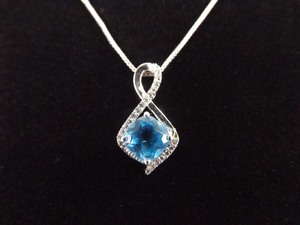 .925 Sterling Silver Faceted Topaz Crystal Pendant Necklace