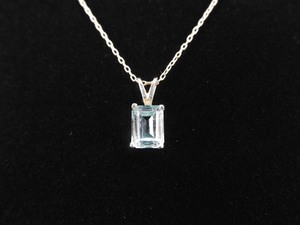 .925 Sterling Silver Emerald Cut Topaz Pendant Necklace