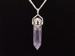 .925 Sterling Silver Amethyst Healing Crystal Pendant Necklace