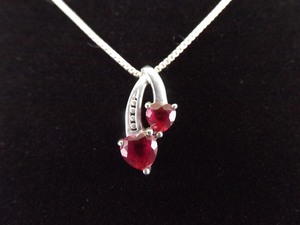 .925 Sterling Silver Cherry Heart Crystal Pendant Necklace