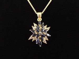 .925 Sterling Silver Black Sapphire Star Vermeil Pendant Necklace