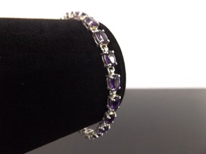 .925 Sterling Silver Oval Cut Amethyst Bracelet