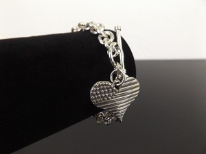 .925 Sterling Silver Heavy Chain 911 America Charm Bracelet