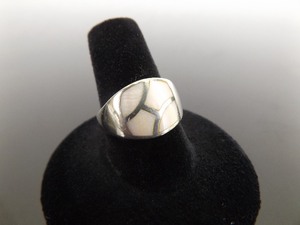.925 Sterling Silver Inlayed Pink Mother of Pearl Ring Size 7