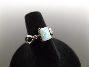 .925 Sterling Silver Square Cabochon Ring Size 6.5