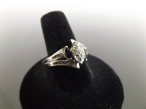 .925 Sterling Silver Diamond and Sapphire Ring Size 8.5