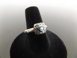 .925 Sterling Silver Faceted Topaz Ring Size 7.75