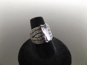 .925 Sterling Silver At Nouveau Faceted Amethyst Ring Size 6.75