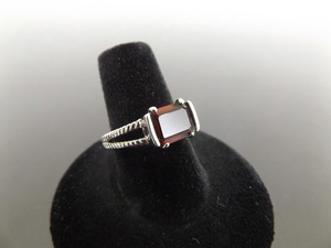.925 Sterling Silver Square Cut Garnet Ring Size 7