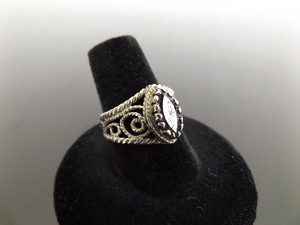 .925 Sterling Silver Marquise Cut Garnet Scrolled Ring Size 7.5
