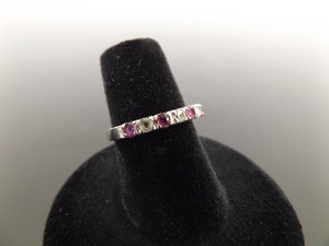 .925 Sterling Silver Ruby Crystal Ring Size 6