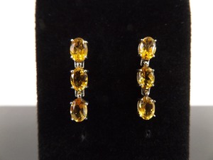 .925 Sterling Silver Oval Cut Citrine Post Earrings