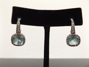 .925 Sterling Silver Square Cut Crystal Hook Clasp Earrings
