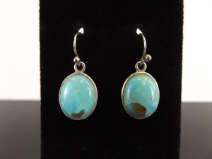 .925 Sterling Silver Turquoise Cabochon Hook Earrings
