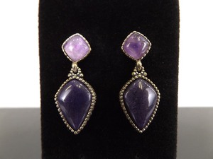 .925 Sterling Silver Polished Raw Amethyst Post Earrings