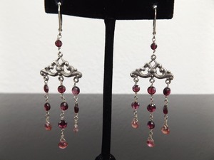 .925 Sterling Silver Amethyst Cascade Hook Clasp Dangle Earrings