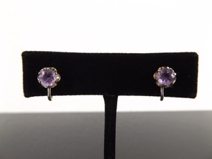 .925 Sterling Silver Faceted Amethyst Screw Back Earrings