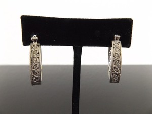 .925 Sterling Silver Scrolled Hoop Latch Back Earrings