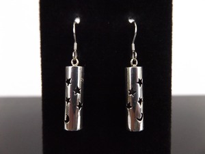 .925 Sterling Silver Stars and Moon Hook Dangle Earrings