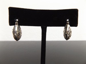 .925 Sterling Silver Scrolled Hoop Latch Back Earrings
