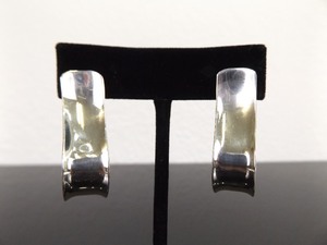 .925 Sterling Silver Wide Ribbon Open Hoop Post Earrings