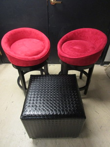 lot 705 image: MEIYI SWIVEL STOOLS AND OTTOMAN