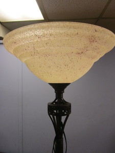 lot 740 image: FLOOR LAMP, WITH DECORATIVE SHADE