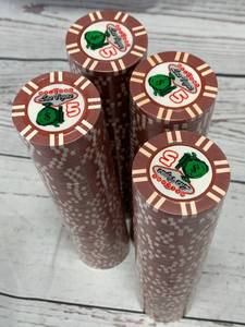 lot 50 image: Lot of 200 Vintage Las Vegas $5 Poker Chips