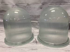 lot 68 image: Vintage 9 High Ribbed Heavy Glass Globe Lot of 2