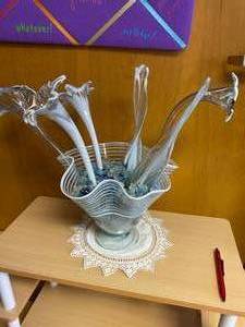 lot 5 image: Blue & White Glass Bowl