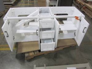 lot 14 image: allen  roth Floating 60-in White Double Sink Bathroom Vanity - Cabinet Only - 1315VA-60-20