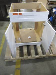 lot 46 image: Style Selections Ellenbee White Single Sink Vanity - Cabinet Only - C21124-SS