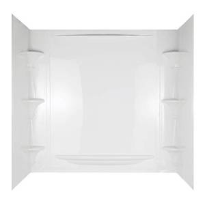 lot 273 image: Vesuvia 32 x 60 x 58 5-Piece Easy Up Adhesive Tub Wall in White - Some small dents (could be pushed out with finger).