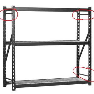 lot 283 image: Edsal 72 in. H x 77 in. W x 24 in. D 3-Wire Shelf Steel Storage Rack in Black 7224PRBWWD3 - Missing 3 of 4 Braces.