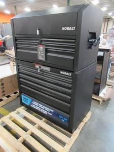 lot 234 image: Kobalt 43.6-in W x 63.4-in H 12 Drawer Ball-bearing Steel Tool Chest Combo (Black), SHS41P12DB. - Slight Dent in LH Back Upper Corner.