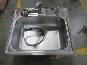 lot 237 image: Kindred 25-in x 22-in Stainless Steel Single-Basin Drop-in 2-Hole CommercialResidential Kitchen Sink All-in-one Kit, KSS802SNKIT