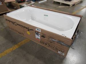 lot 241 image: American Standard Princeton 5 ft. Americast Right Hand Drain Bathtub in White - Enamel Chips in Front Corners