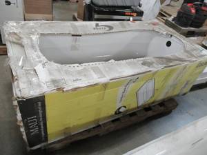lot 259 image: Bootz Maui 60 X 30 X 16 58 Right Drain Rectangular Alcove Soaking Bathtub in White.