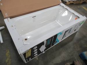lot 264 image: Bootzcast 60 X 30 X 14 14 Porcelain on Steel, Left Drain Rectangular Alcove Soaking Bathtub in White - Enamel Damage RH Top Front Corner