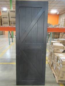 lot 277 image: Knotty Pine 83 14 X 29 34 K-Style Barn Door Slab in Black - Some Scratches