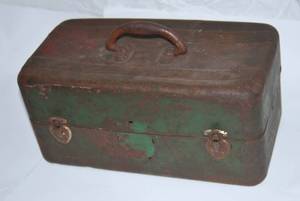 lot 39 image: Antique Tackle Box with contents